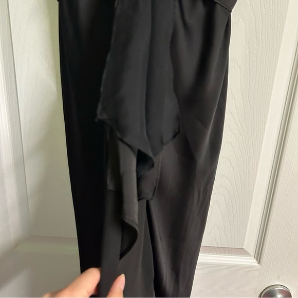 Black Whimsigoth Maxi Dress Formal Satin Silk Sz 2 Fairy Grunge y2k V-Neck - Picture 6 of 13